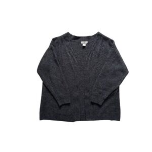 HM LOGG Womens Charcoal Grey Wool Blend Open Front Textured Cardigan Sweater M